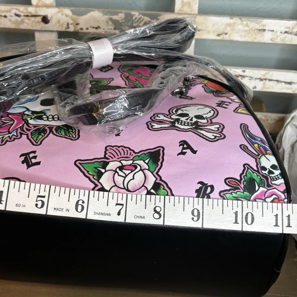 Ed Hardy Pink Y2K Thermal‎ Lunch Tote Hot or Cold Dual Straps Skulls Butterflies